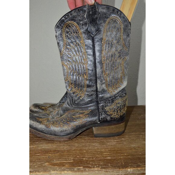 Corral Teen Girls Distessed Cross & Wing Cowboy Boots Youth Size 4.5 Women's 6.5 - Picture 3 of 13
